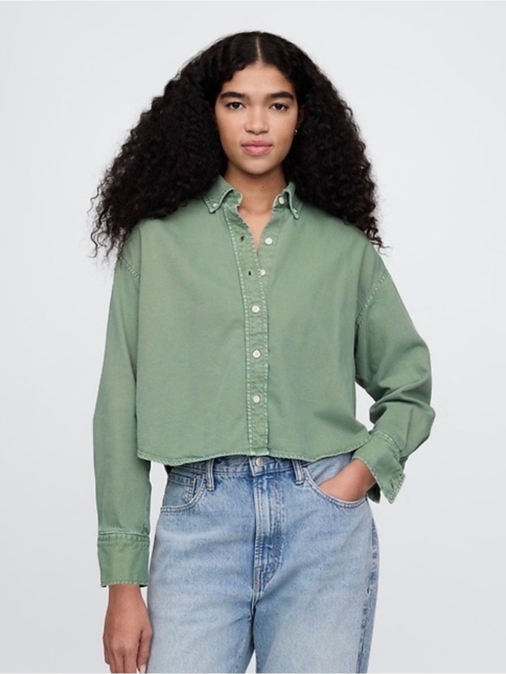 Gap Sage Green Button-Front Shirt